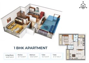1 BHK Floor Plan Layout – Dattakrupa Complex Taloja