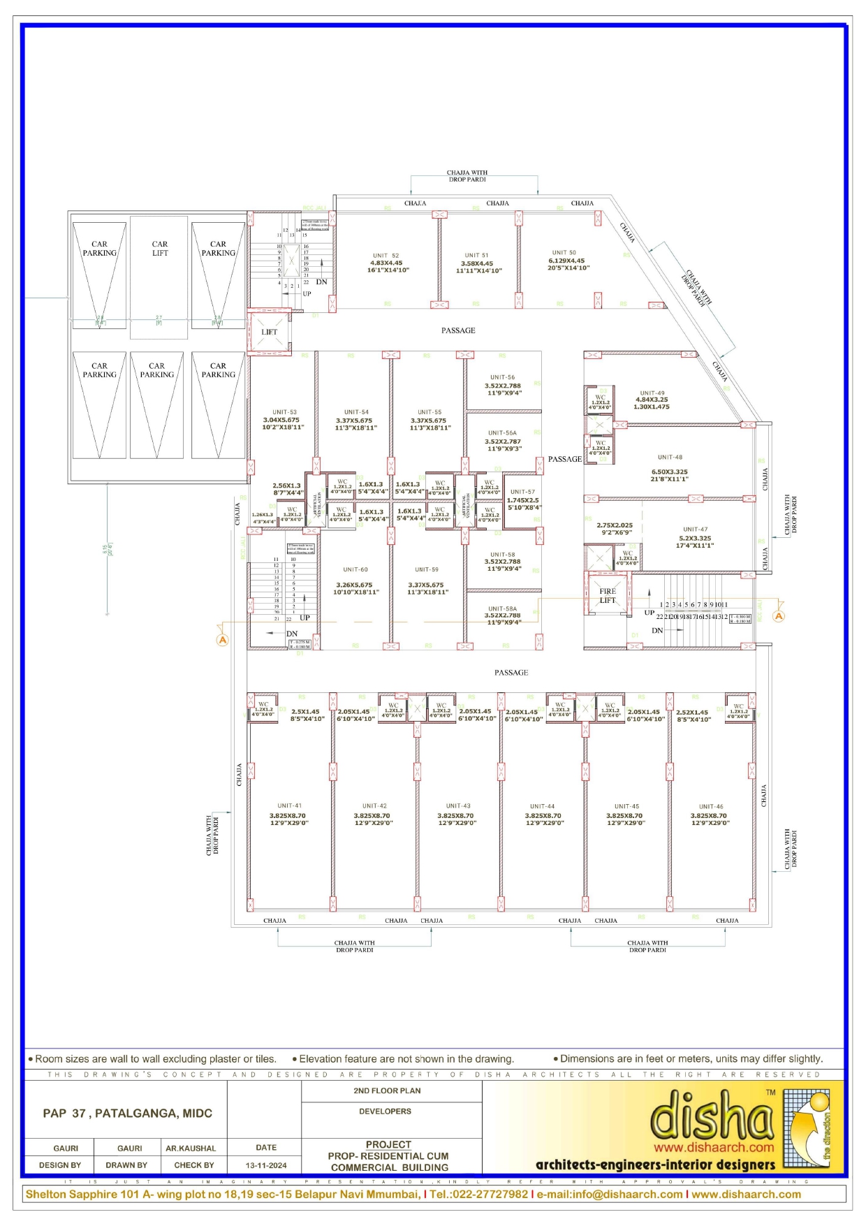 Office layout plan for commercial units at Dhoondiraj Commercial Complex Rasayani